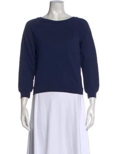 Pre-owned Suzie Kondi Crew Neck Three-quarter Sleeve Sweatshirt In Blue
