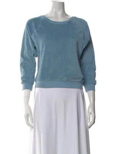 Pre-owned Suzie Kondi Crew Neck Three-quarter Sleeve Sweatshirt In Blue