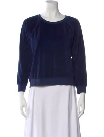 Pre-owned Suzie Kondi Crew Neck Three-quarter Sleeve Sweatshirt In Blue