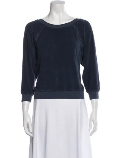 Pre-owned Suzie Kondi Crew Neck Three-quarter Sleeve Sweatshirt In Blue