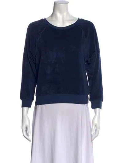 Pre-owned Suzie Kondi Crew Neck Three-quarter Sleeve Sweatshirt In Blue