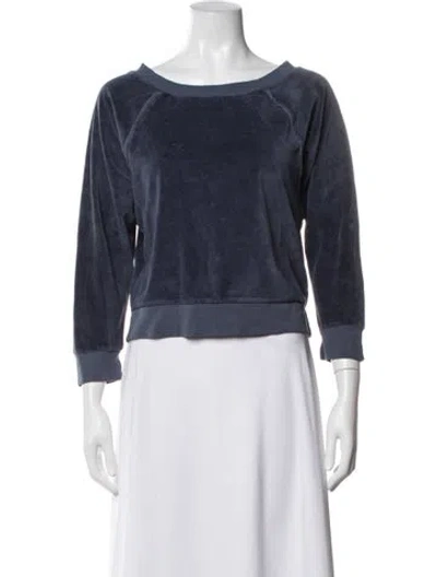 Pre-owned Suzie Kondi Crew Neck Three-quarter Sleeve Sweatshirt In Blue