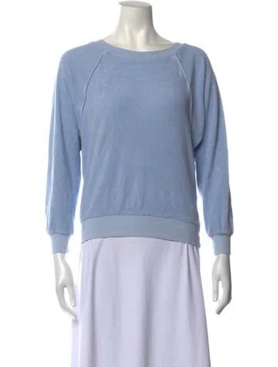 Pre-owned Suzie Kondi Crew Neck Three-quarter Sleeve Sweatshirt In Blue