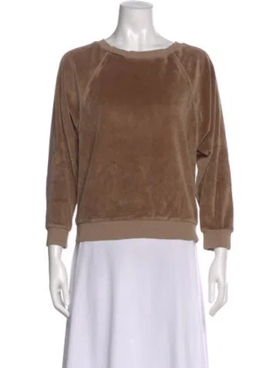 Pre-owned Suzie Kondi Crew Neck Three-quarter Sleeve Sweatshirt In Brown