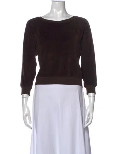 Pre-owned Suzie Kondi Crew Neck Three-quarter Sleeve Sweatshirt In Brown