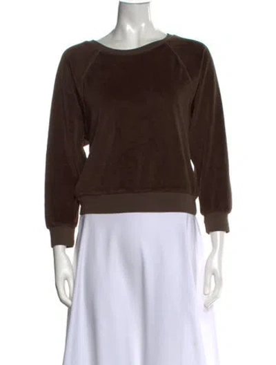 Pre-owned Suzie Kondi Crew Neck Three-quarter Sleeve Sweatshirt In Brown