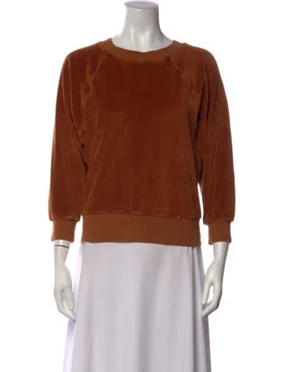 Pre-owned Suzie Kondi Crew Neck Three-quarter Sleeve Sweatshirt In Brown