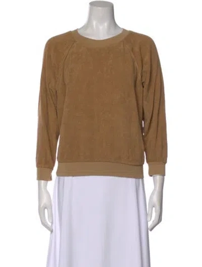 Pre-owned Suzie Kondi Crew Neck Three-quarter Sleeve Sweatshirt In Gold