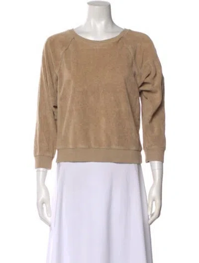 Pre-owned Suzie Kondi Crew Neck Three-quarter Sleeve Sweatshirt In Gold