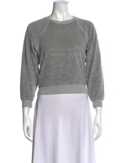 Pre-owned Suzie Kondi Crew Neck Three-quarter Sleeve Sweatshirt In Gray