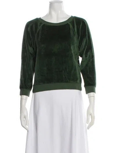 Pre-owned Suzie Kondi Crew Neck Three-quarter Sleeve Sweatshirt In Green