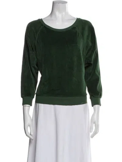 Pre-owned Suzie Kondi Crew Neck Three-quarter Sleeve Sweatshirt In Green