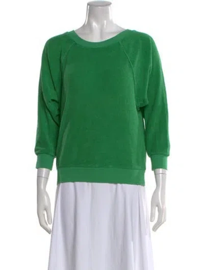 Pre-owned Suzie Kondi Crew Neck Three-quarter Sleeve Sweatshirt In Green
