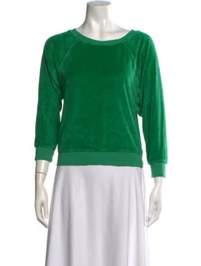 Pre-owned Suzie Kondi Crew Neck Three-quarter Sleeve Sweatshirt In Green