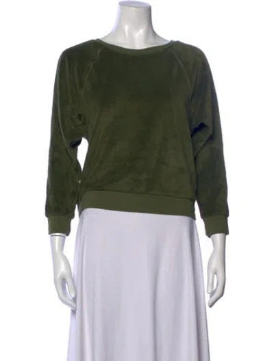 Pre-owned Suzie Kondi Crew Neck Three-quarter Sleeve Sweatshirt In Green