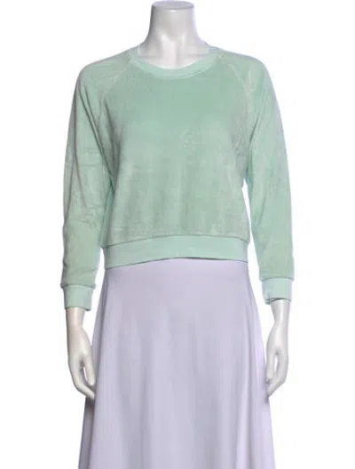 Pre-owned Suzie Kondi Crew Neck Three-quarter Sleeve Sweatshirt In Green