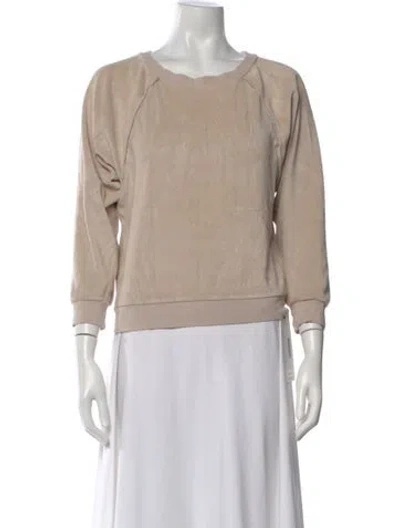 Pre-owned Suzie Kondi Crew Neck Three-quarter Sleeve Sweatshirt In Neutral