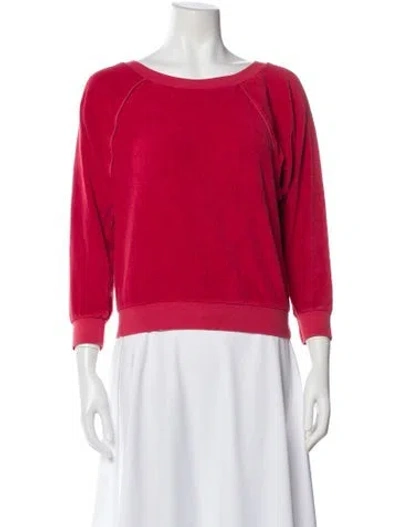 Pre-owned Suzie Kondi Crew Neck Three-quarter Sleeve Sweatshirt In Red