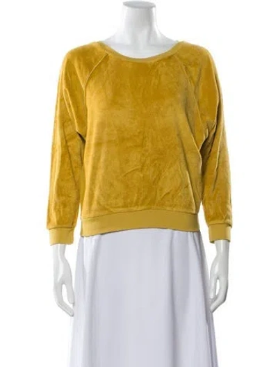 Pre-owned Suzie Kondi Crew Neck Three-quarter Sleeve Sweatshirt In Yellow