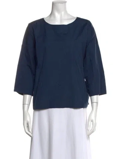 Pre-owned Suzie Kondi Crew Neck Three-quarter Sleeve Top In Blue