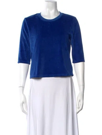 Pre-owned Suzie Kondi Crew Neck Three-quarter Sleeve Top In Blue