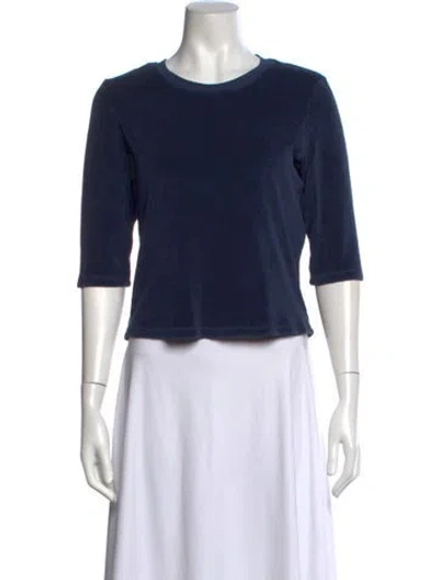 Pre-owned Suzie Kondi Crew Neck Three-quarter Sleeve Top In Blue