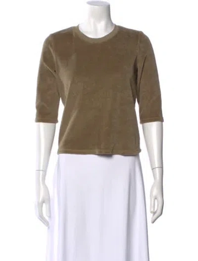 Pre-owned Suzie Kondi Crew Neck Three-quarter Sleeve Top In Green