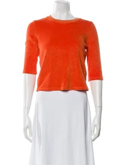 Pre-owned Suzie Kondi Crew Neck Three-quarter Sleeve Top In Orange