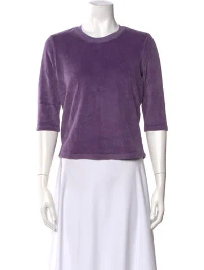 Pre-owned Suzie Kondi Crew Neck Three-quarter Sleeve Top In Purple