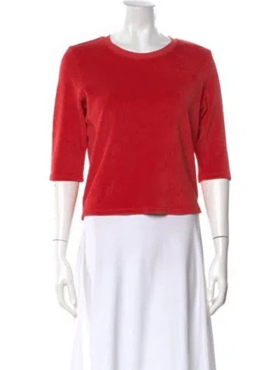 Pre-owned Suzie Kondi Crew Neck Three-quarter Sleeve Top In Red