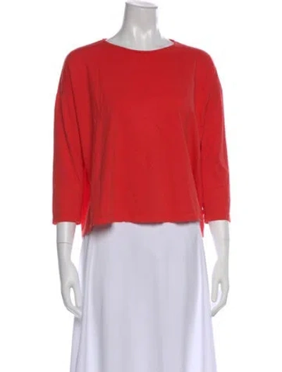 Pre-owned Suzie Kondi Crew Neck Three-quarter Sleeve Top In Red