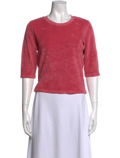 Pre-owned Suzie Kondi Crew Neck Three-quarter Sleeve Top In Red