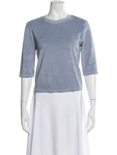 Pre-owned Suzie Kondi Crew Neck Three-quarter Sleeve Top W/ Tags In Blue