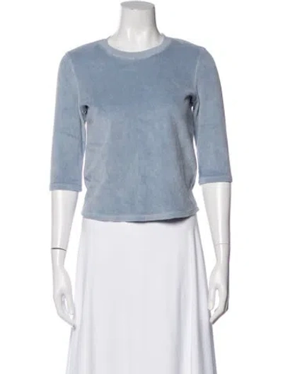 Pre-owned Suzie Kondi Crew Neck Three-quarter Sleeve Top W/ Tags In Blue