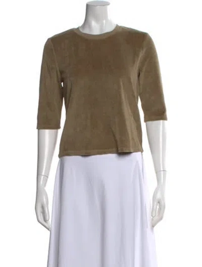Pre-owned Suzie Kondi Crew Neck Three-quarter Sleeve Top W/ Tags In Neutral