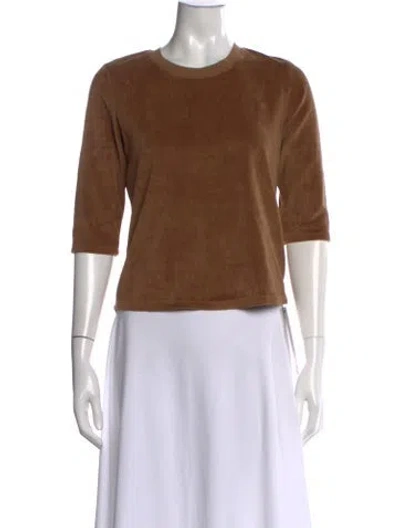 Pre-owned Suzie Kondi Crew Neck Three-quarter Sleeve Top W/ Tags In Orange