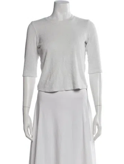 Pre-owned Suzie Kondi Crew Neck Three-quarter Sleeve Top In White