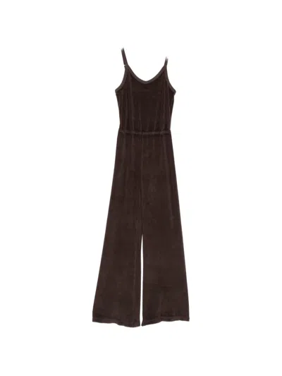 Suzie Kondi Elma Velour Wide-leg Jumpsuit In Brown