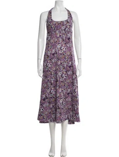 Pre-owned Suzie Kondi Floral Print Midi Length Dress In Purple