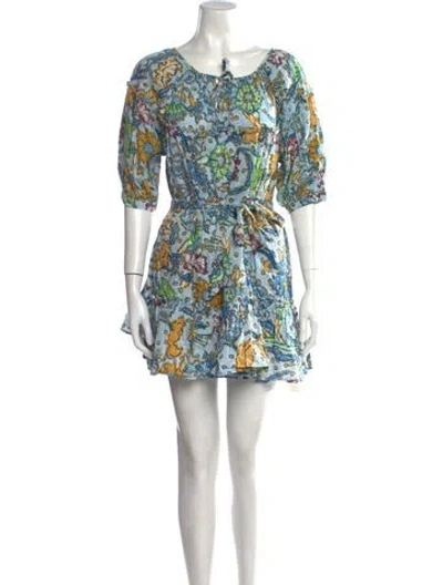Pre-owned Suzie Kondi Floral Print Mini Dress In Blue