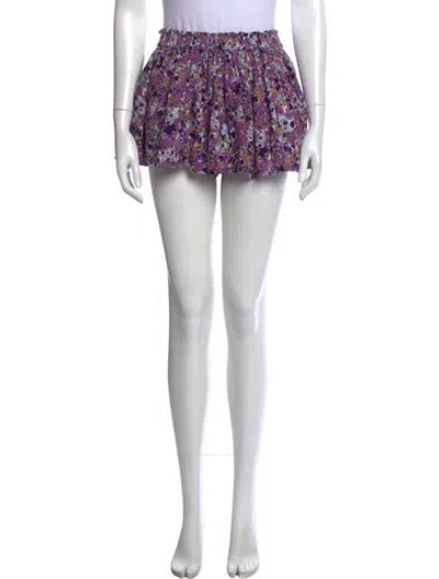 Pre-owned Suzie Kondi Floral Print Mini Shorts In Purple