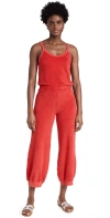 Suzie Kondi Fili Kick Cropped Cotton-blend Terry Flared Pants In Cherry