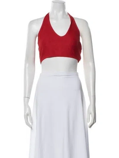 Pre-owned Suzie Kondi Halterneck Sleeveless Crop Top W/ Tags In Red