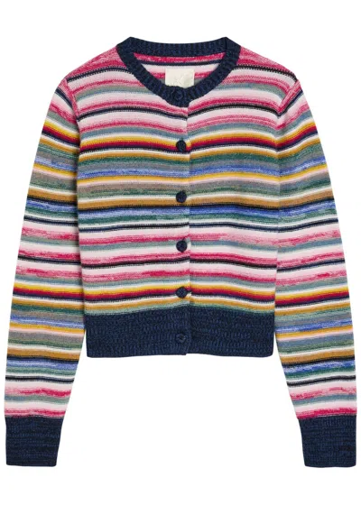 Suzie Kondi Kandria Cropped Striped Cashmere Cardigan In Multi