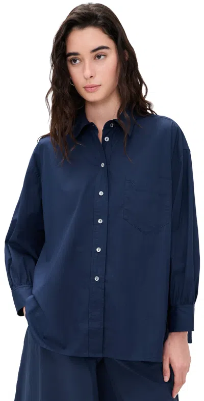 Suzie Kondi Kappa Button Down Shirt Navy In Blue
