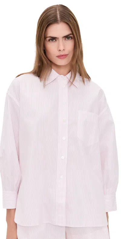 Suzie Kondi Kappa Button-up Shirt Blush Stripe In Pink