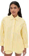 Suzie Kondi Kappa Striped Cotton-poplin Shirt In Wide Canary Stripe