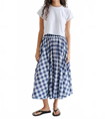 Suzie Kondi Kyria Circle Skirt In Large Navy Gingham In Multi