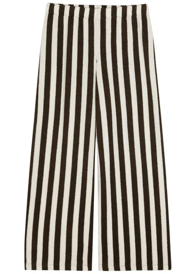Suzie Kondi Lilo Striped Wide-leg Terry Trousers In Brown