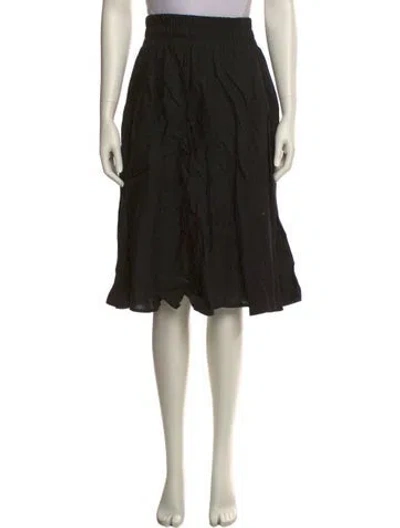 Pre-owned Suzie Kondi Linen Knee-length Skirt In Black